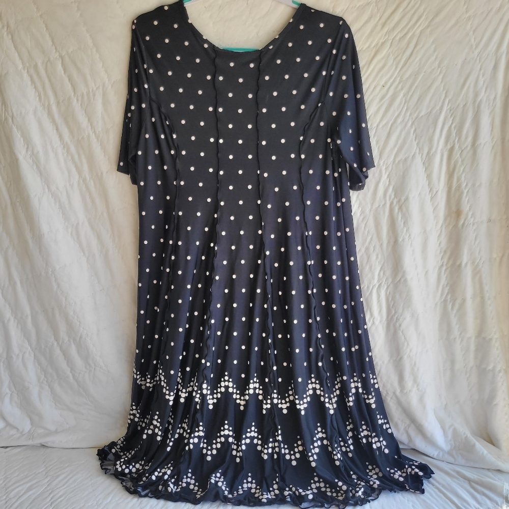 Cato Black And White Textured Polka Dot Dress Size 14/16W - Picture 2 of 4